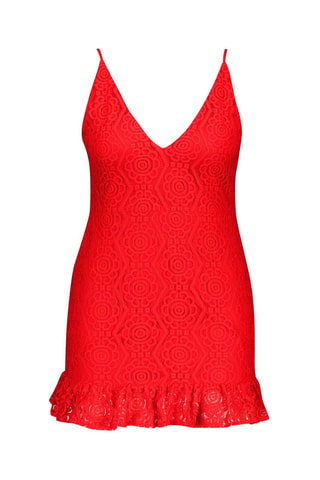 Robe patineuse en dentelle - Rouge