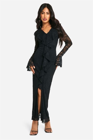 Robe longue en dentelle - Noir