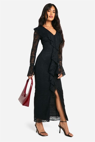 Robe longue en dentelle - Noir