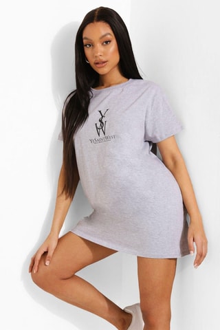 Robe t-shirt - Gris chiné