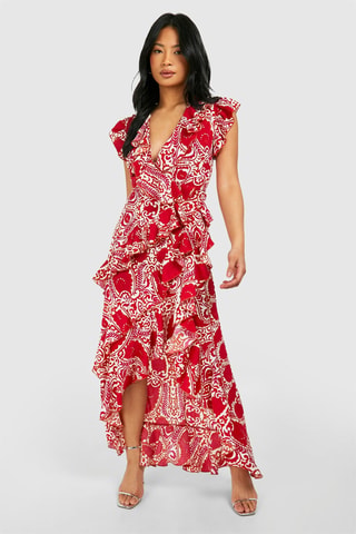 Robe longue - Rouge et blanc
