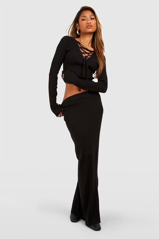 Top et jupe longue taille haute - Noir