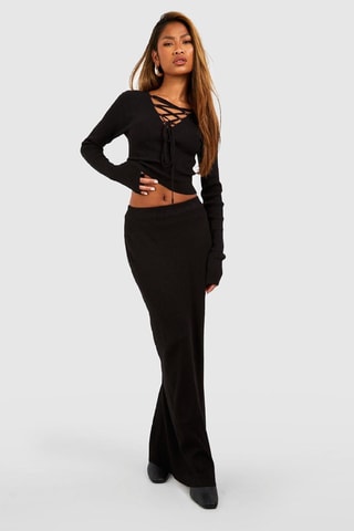 Top et jupe longue taille haute - Noir