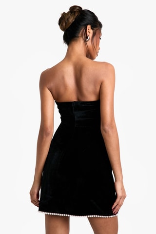 Robe patineuse bustier en velours - Noir