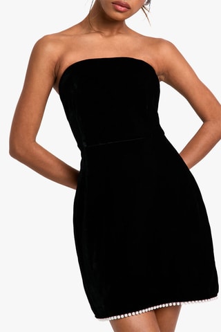Robe patineuse bustier en velours - Noir