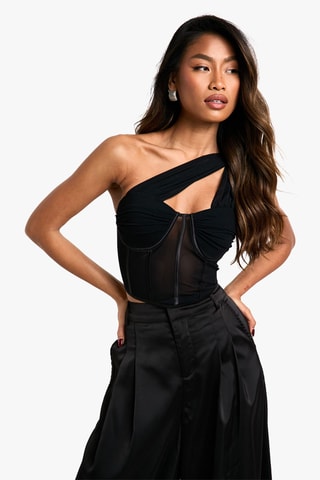 Crop top asymétrique - Noir