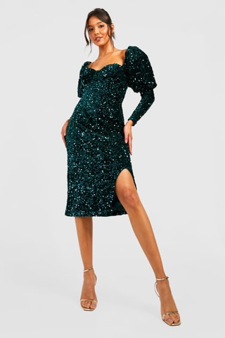 Robe midi - Vert émeraude