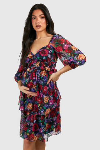 Robe de maternité en plumetis - Noir