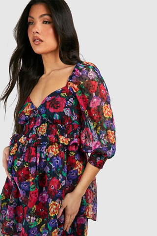 Robe de maternité en plumetis - Noir