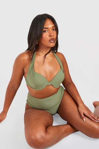 Maillot 2 pièces taille haute- Kaki
