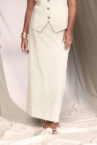 Jupe midi taille haute - Beige