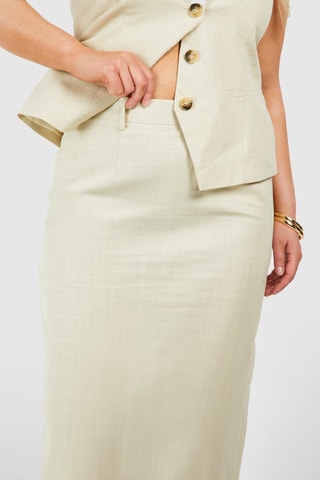 Jupe midi taille haute - Beige