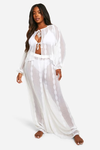 Top et pantalon de plage taille haute - Blanc