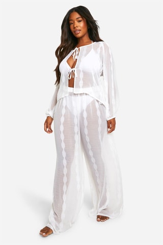 Top et pantalon de plage taille haute - Blanc
