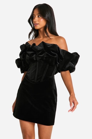 Robe droite en velours - Noir