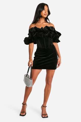 Robe droite en velours - Noir