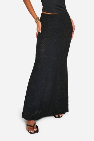 Robe longue en dentelle - Noir