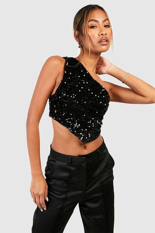 Crop top asymétrique - Noir