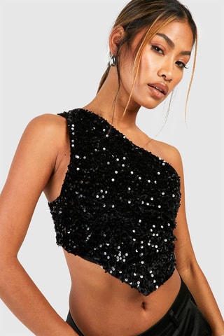 Crop top asymétrique - Noir
