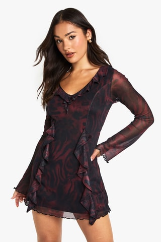 Robe volantée - Marron