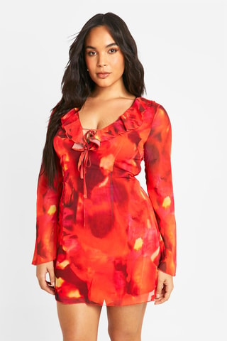 Robe droite tie and dye - Rouge