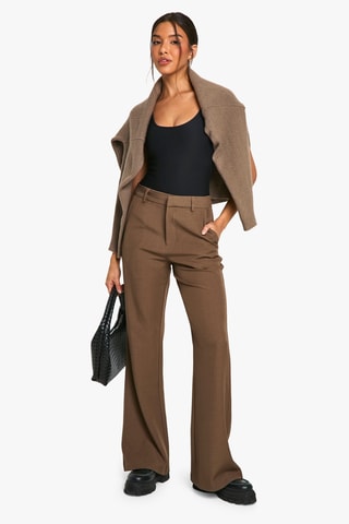 Pantalon flare taille haute - Marron