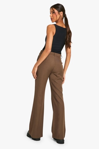 Pantalon flare taille haute - Marron