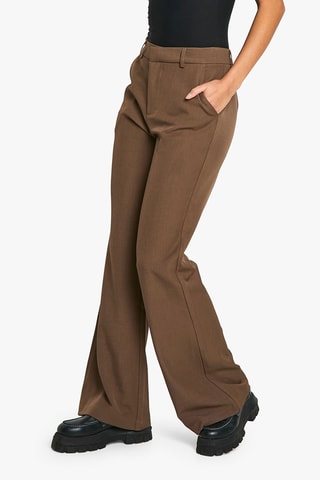 Pantalon flare taille haute - Marron