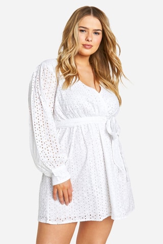 Robe patineuse en broderie anglaise - Blanc