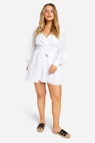 Robe patineuse en broderie anglaise - Blanc