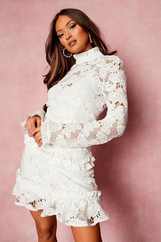 Robe droite en dentelle - Blanc