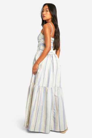 Robe longue - Bleu clair et écru