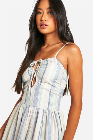 Robe longue - Bleu clair et écru