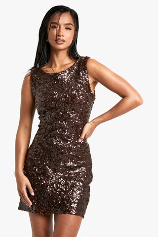 Robe fourreau - Marron