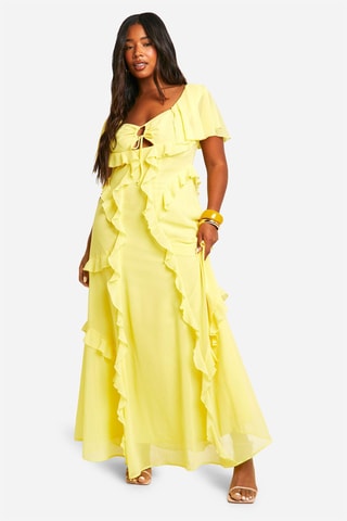 Robe longue volantée - Jaune
