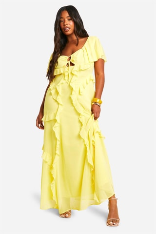 Robe longue volantée - Jaune
