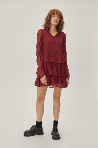 Robe volantée plumetis - Bordeaux