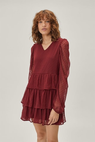 Robe volantée plumetis - Bordeaux