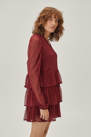 Robe volantée plumetis - Bordeaux