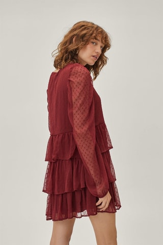 Robe volantée plumetis - Bordeaux