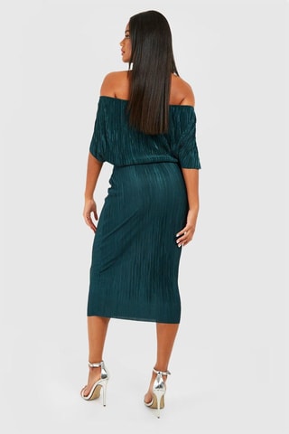 Robe plissée - Vert émeraude