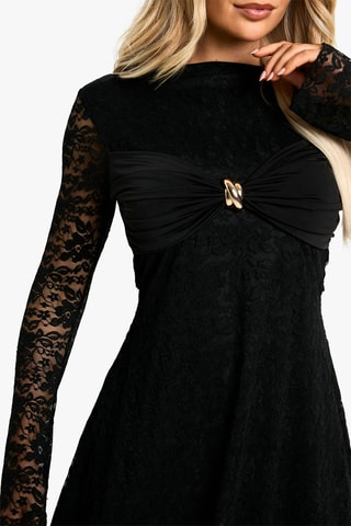 Robe patineuse en dentelle - Noir