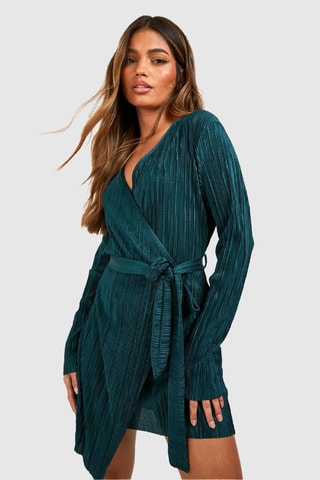 Robe plissée - Vert émeraude