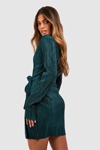Robe plissée - Vert émeraude