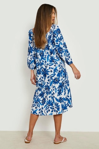 Robe midi - Blanc et bleu