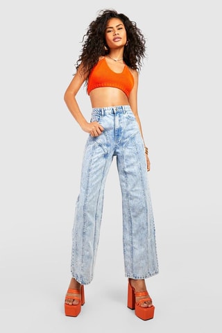Jean straight taille haute - Bleu clair