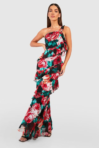Robe asymétrique - Noir et bordeaux