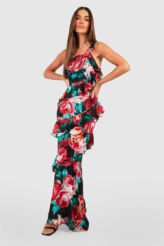 Robe asymétrique - Noir et bordeaux