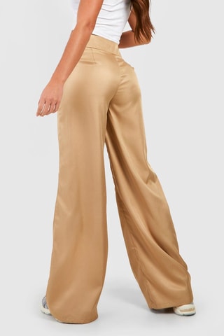 Pantalon wide legs taille haute - Marron clair