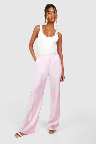 Pantalon palazzo taille haute - Rose